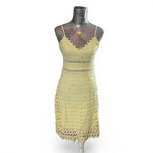 Y2K Butter Yellow Lace Babydoll Dress Medium Coquette Soft Girl Romantic Summer